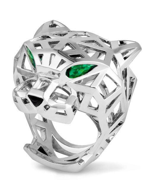 Cartier Metallic Tsavorite Garnet And Onyx Panthère De Ring