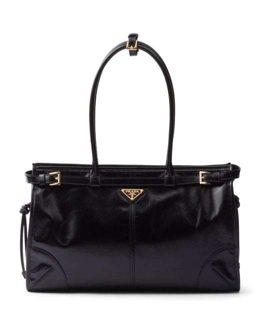 Prada Black Large Leather Bonnie Top-Handle Bag