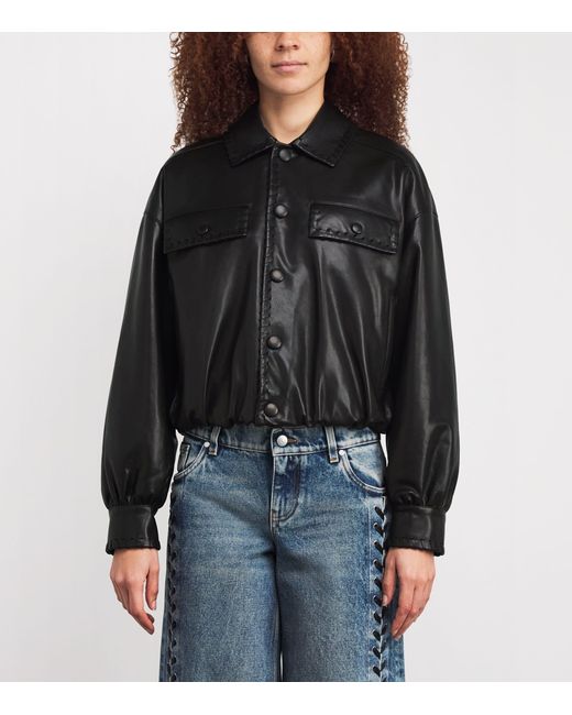 FRAME Black Bubble Leather Jacket