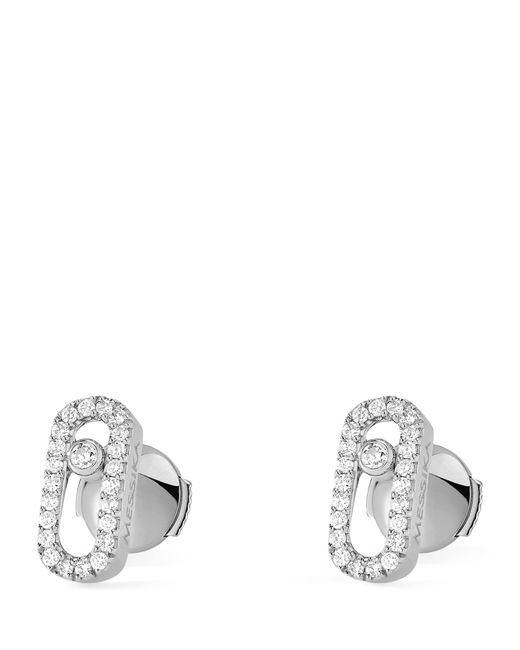 Messika Metallic White Gold And Diamond Move Uno Stud Earrings