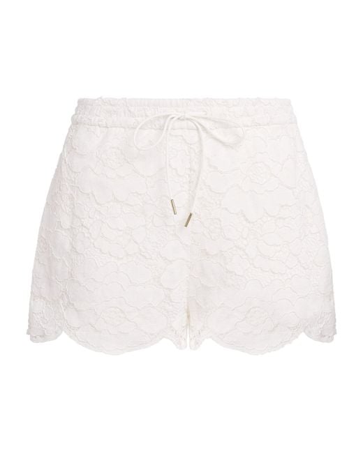 Alice + Olivia White Lace Drawstring Kenley Shorts
