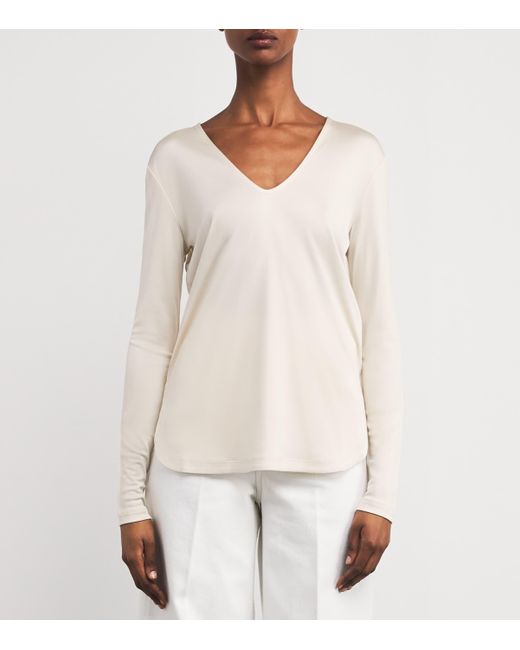 Max Mara Natural Silk V-Neck T-Shirt