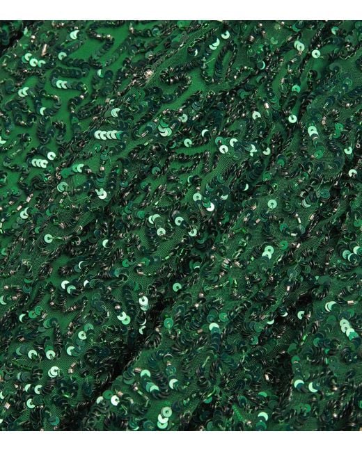 Alice + Olivia Green Embellished-Cape Zenon Mini Dress