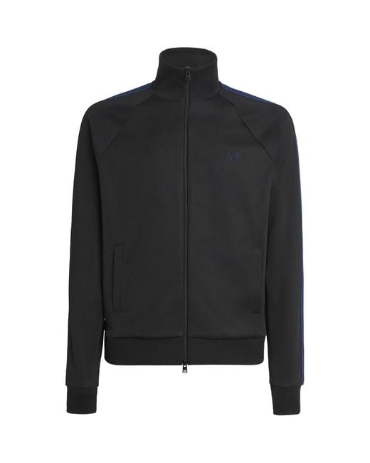 Fred Perry Black Contrast-Tape Track Jacket for men