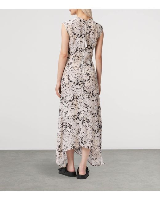 AllSaints White Printed Asymmetric Noor Maxi Dress