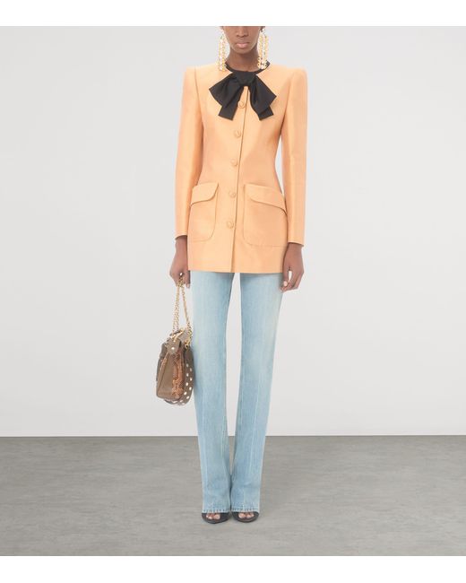 Valentino Orange Silk Bow-Tie Jacket