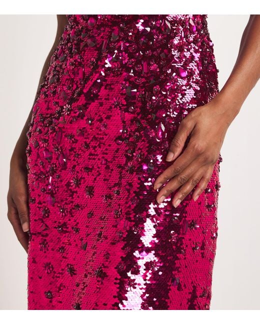 Carolina Herrera Purple Embellished Midi Dress