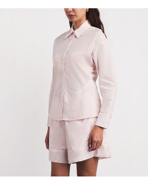 Claudie Pierlot Pink Cotton-Blend Stripe Shirt