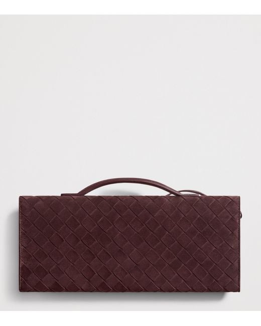Bottega Veneta Purple Suede Andiamo Clutch Bag