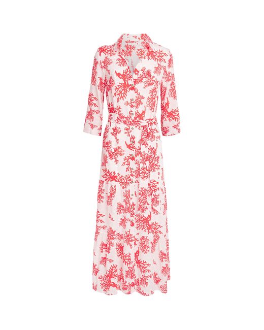 Heidi Klein Pink Silk Scala Maxi Shirt Dress