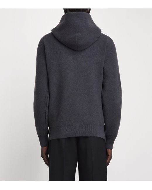 Lemaire Blue Stretch-Cashmere Oversized Hoodie for men