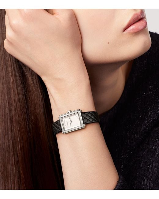 Chanel White Small Steel And Diamond Boy·Friend Watch