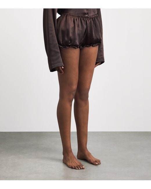 Skims Brown Satin Bloomer Shorts