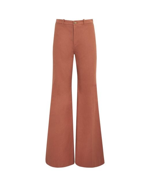 Chloé Brown Cotton Canvas Flared Trousers