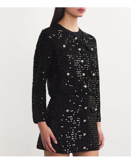Maje Black Sequinned Cardigan