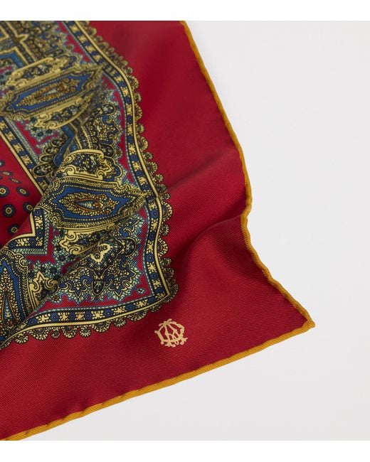Dunhill Red Silk Printed Neckerchief for men