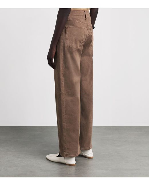 PAIGE Brown Arellia Skimmer High-Rise Wide-Leg Jeans