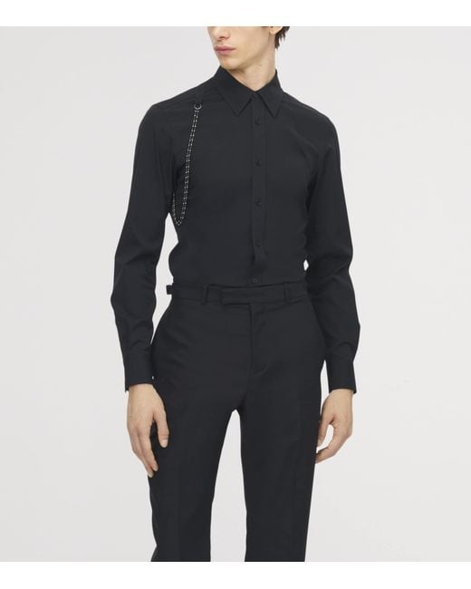 McQueen Blue Chain-Embellished Shirt for men