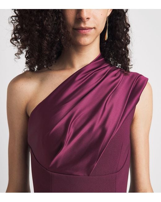 Solace London Purple One-Shoulder Satin Gabriela Gown