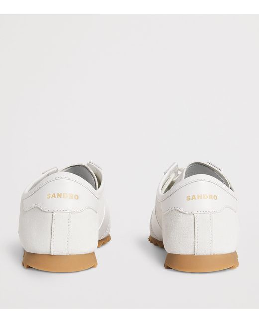 Sandro White Leather And Suede Low-Top Sneakers for men