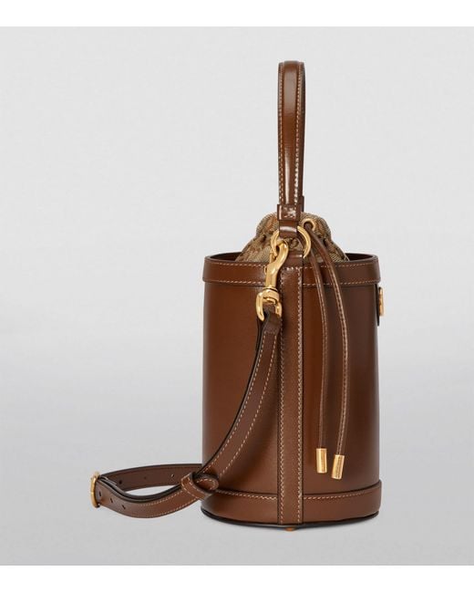 Gucci Brown Mini Leather Ophidia Bucket Bag