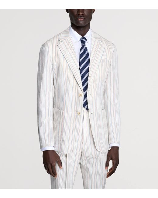 Dunhill White Wool-Silk Stripe Cavendish Blazer for men