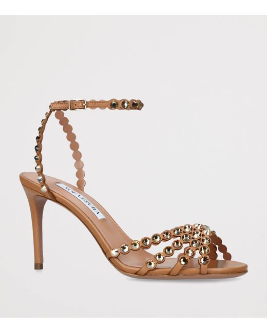 Aquazzura Metallic Leather Tequila Sandals 85