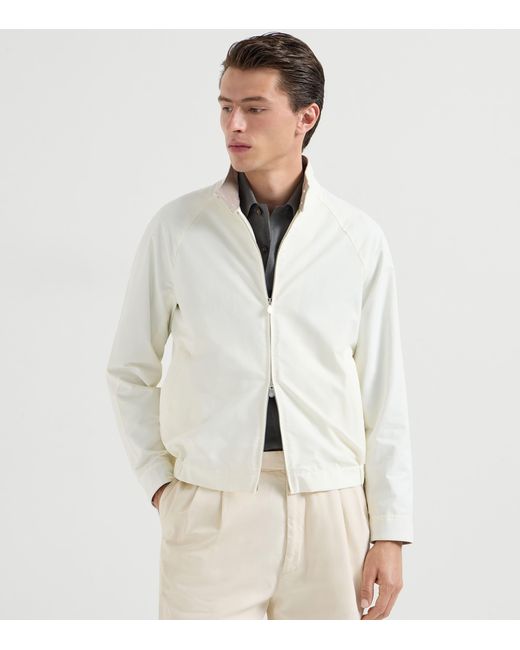 Brunello Cucinelli White Cotton-Blend Water-Resistant Jacket for men