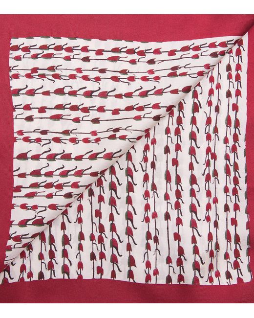 Altuzarra Red Silk Bluebell Print Scarf