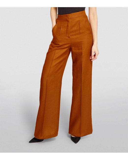 Max Mara Brown Linen Tailored Trousers