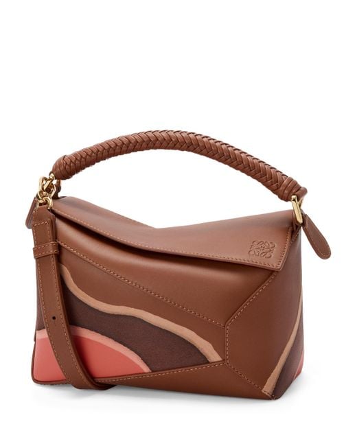 Loewe Brown Small Leather Puzzle Edge Landscape Top-Handle Bag