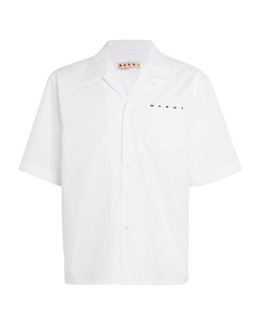 Marni White Cotton Poplin Short-sleeve Shirt for men