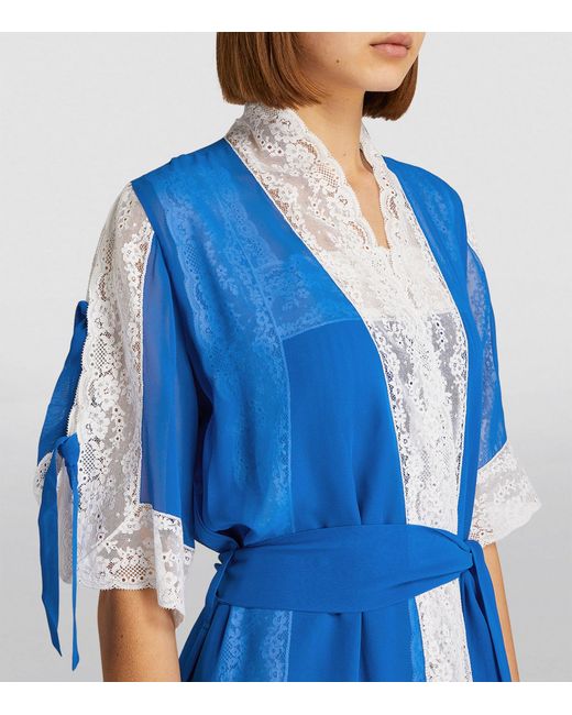 Loretta Caponi Blue Silk Costanza Robe