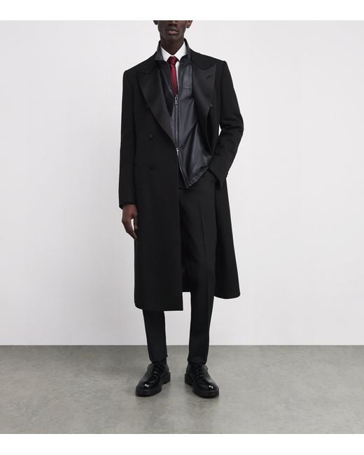 Emporio Armani Black Virgin Wool Double-Breasted Coat for men