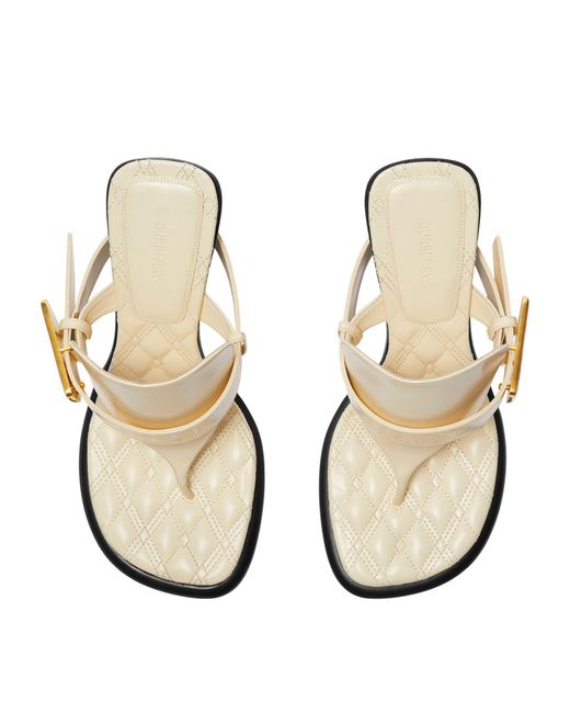 Burberry White Calfskin Bay Heeled Sandals 100