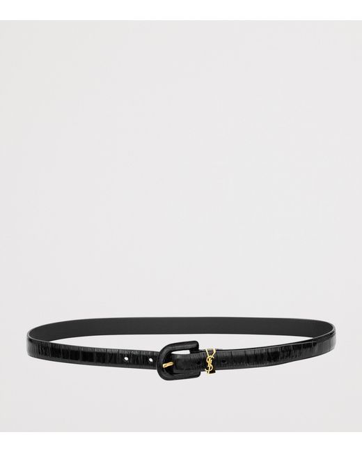Saint Laurent White Calfskin Buckle Cassandre Belt