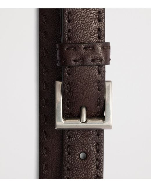 Prada Black Leather Antiqued Belt for men
