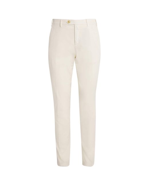 Canali White Stretch-Cotton Straight Chinos for men