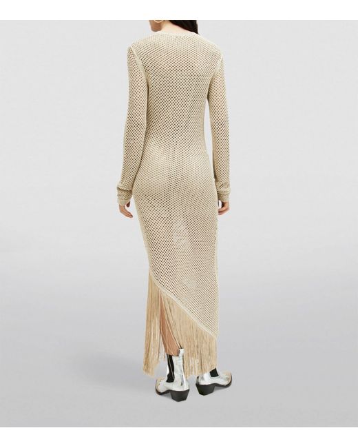 AllSaints Natural Crochet Fringed Jesse Maxi Dress
