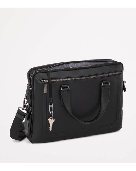 Tumi Black Leather Harrison Briefcase for men