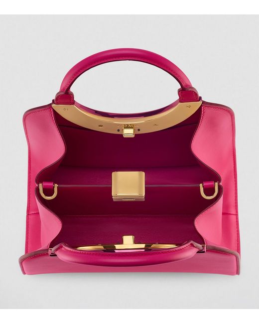 BVLGARI Pink Small Leather Roma Top-handle Bag