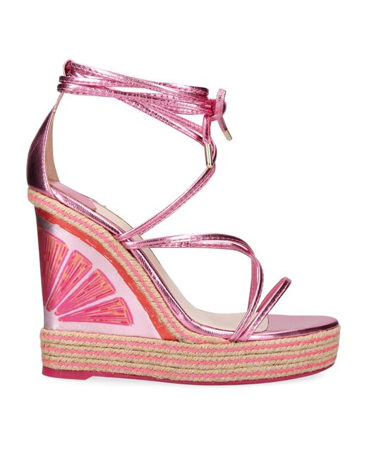 Sophia Webster Pink Leather Mimi Wedge Sandals 140