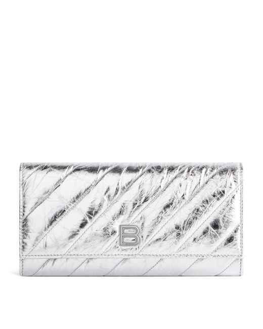 Balenciaga White Leather Crush Chain Wallet