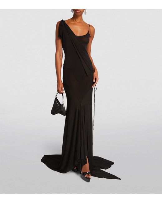 The Attico Black Asymmetric Sheer Gown