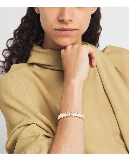 Suzanne Kalan Pink And Diamond Classic Three-Row Cuff