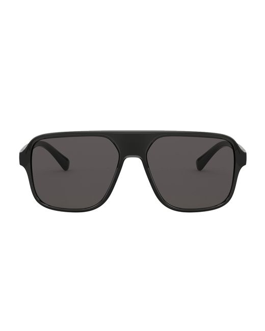 Dolce & Gabbana Gray Step Injection Square Sunglasses for men