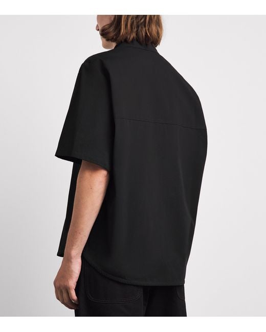 Séfr Black Cotton Waylon Short-Sleeve Shirt for men