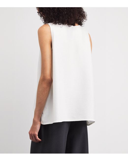 Eskandar White Silk Plissé A-Line Shell Top