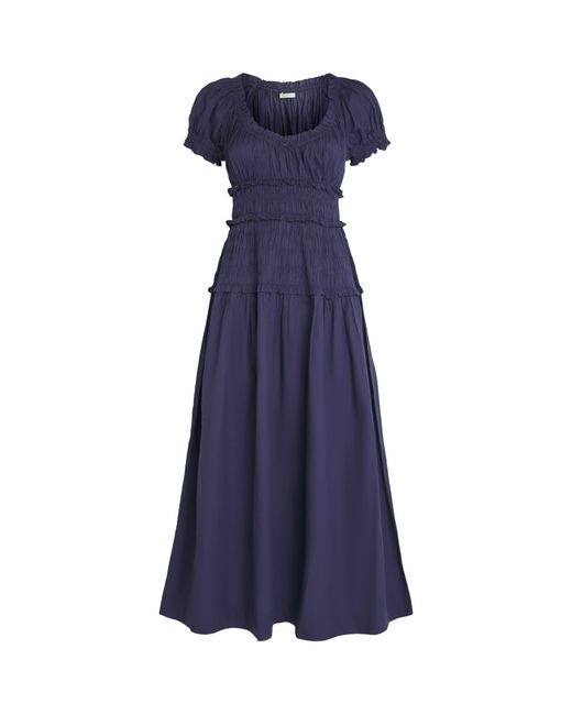 Doen Blue Organic Cotton Leanne Midi Dress