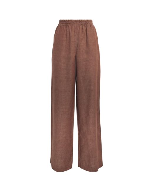 Eleventy Brown X Harrods Linen Elasticated Palazzo Trousers